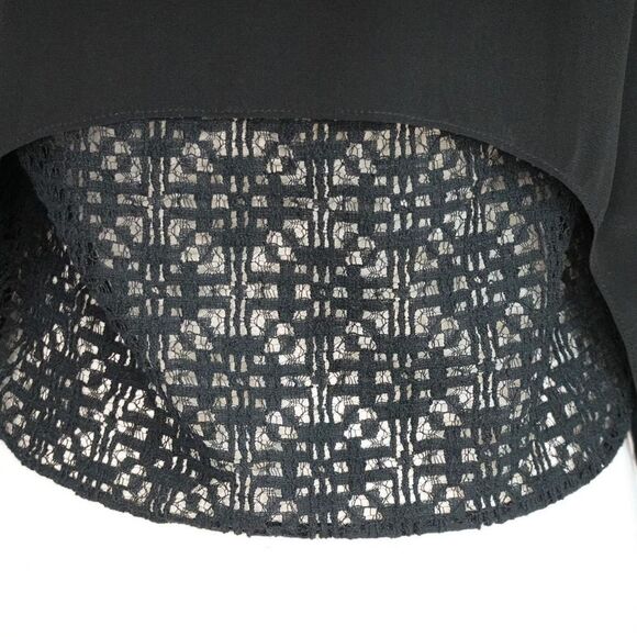 Derek Lam 10 Crosby Intermix Layered Black Silk and Lace V-Neck Top Size 0 - Picture 11 of 13